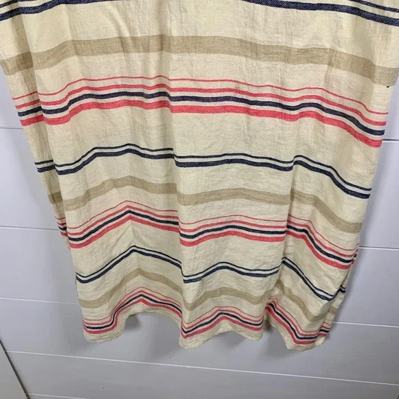 CJ Banks Striped V Neck Tunic Dress Coverup Women 14W Linen Blend Beachy Coastal - Picture 9 of 13